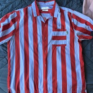 Urban Outfitters Red and White Striped Casual Shirt